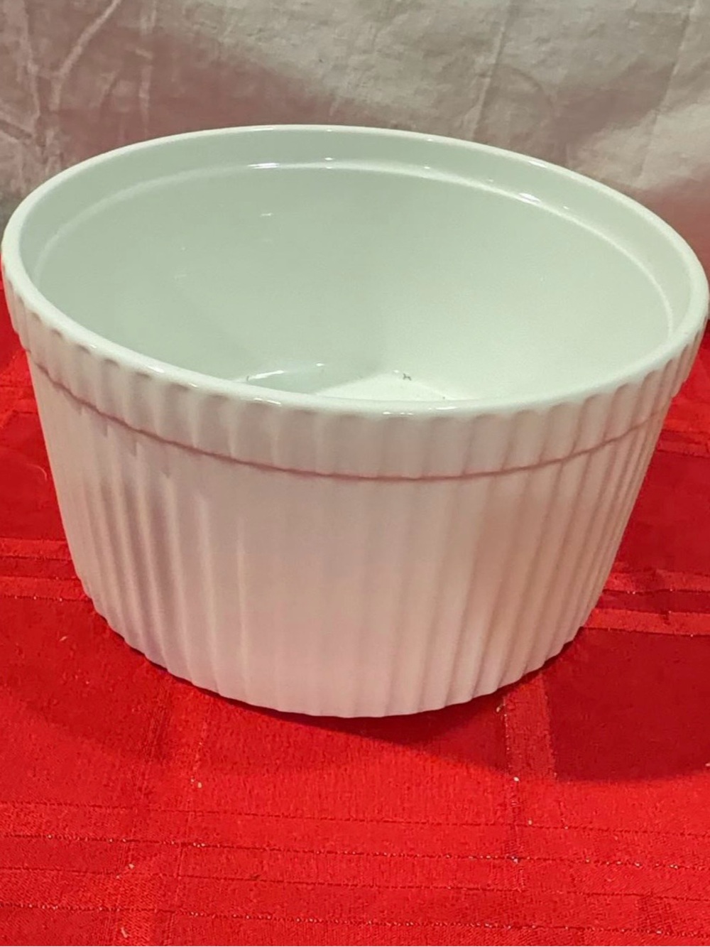 Crate&Barrel White Ribbed Ceramic Ramekin
